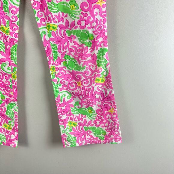 Lilly Pulitzer Girls Tie Waist Pants 10 Heading South Pink Green Crab Octopus - Picture 6 of 11